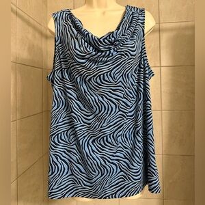 EUC MICHAEL Michael Kors sleeveless Grecian-style neckline patterned top size XL